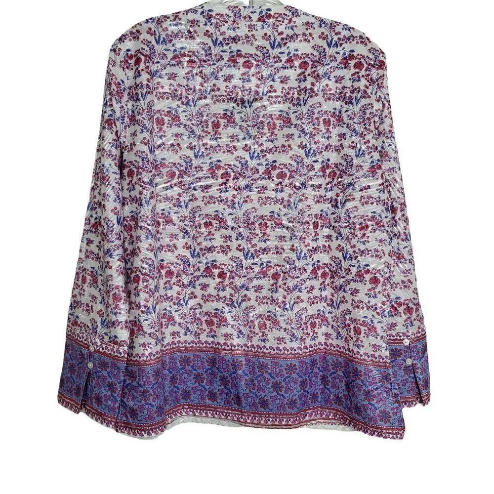 J.Crew Metallic Thread Iris Block Print Tunic Top Size Small - Picture 9 of 12